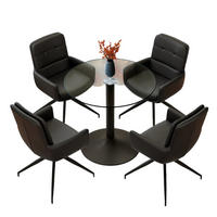 ESSGRUPPE DE-39489 5-teilig, Glastisch und 4 Drehstühlen Schwarz - Schwarz, Metall (85/75/85cm) - ComfortXL