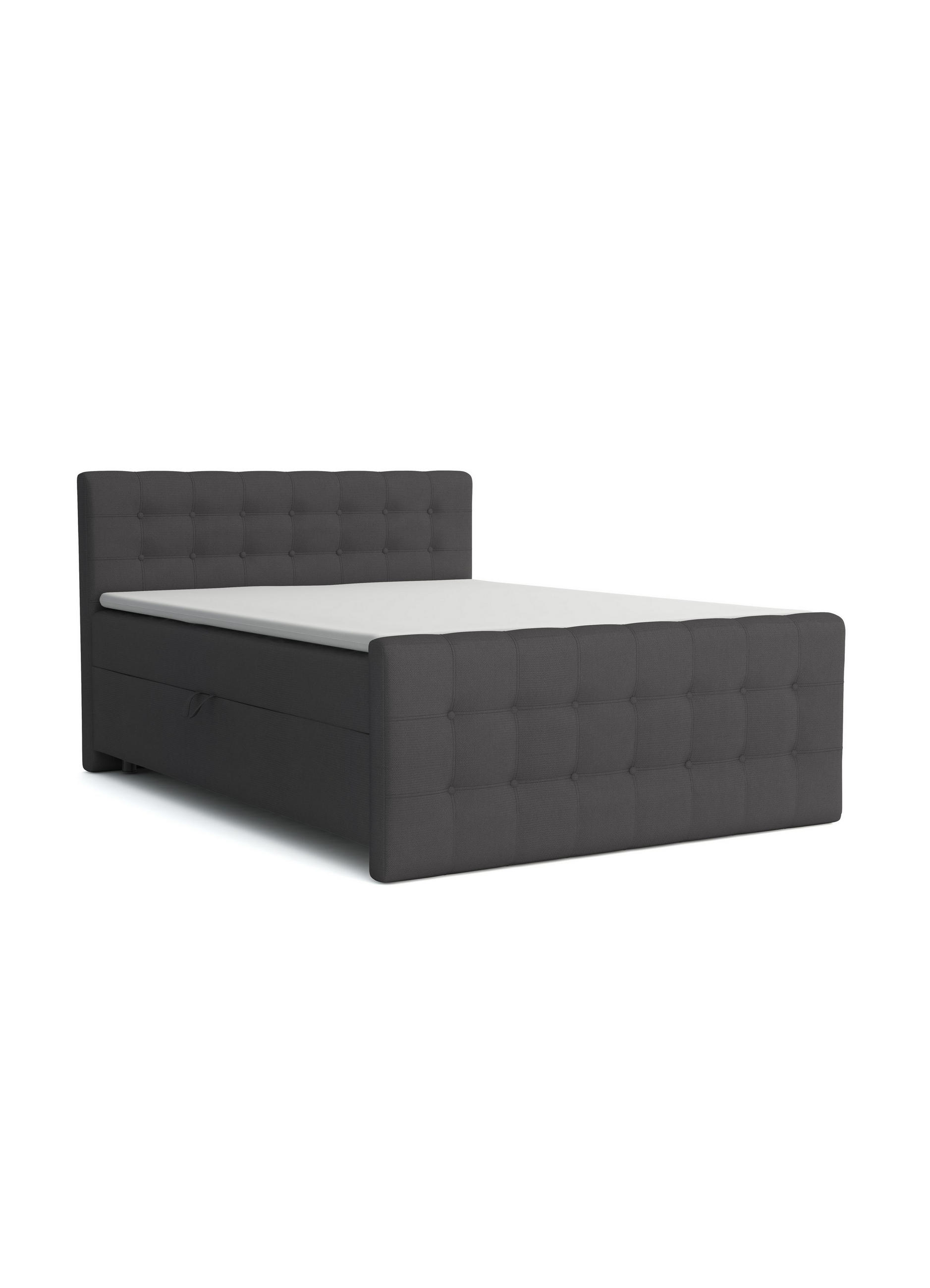 BOXBETT REEL 140/200 in Velours Anthrazit H4 - Anthrazit, Holz/Holzwerkstoff (140/200cm) - Deine Möbel 24