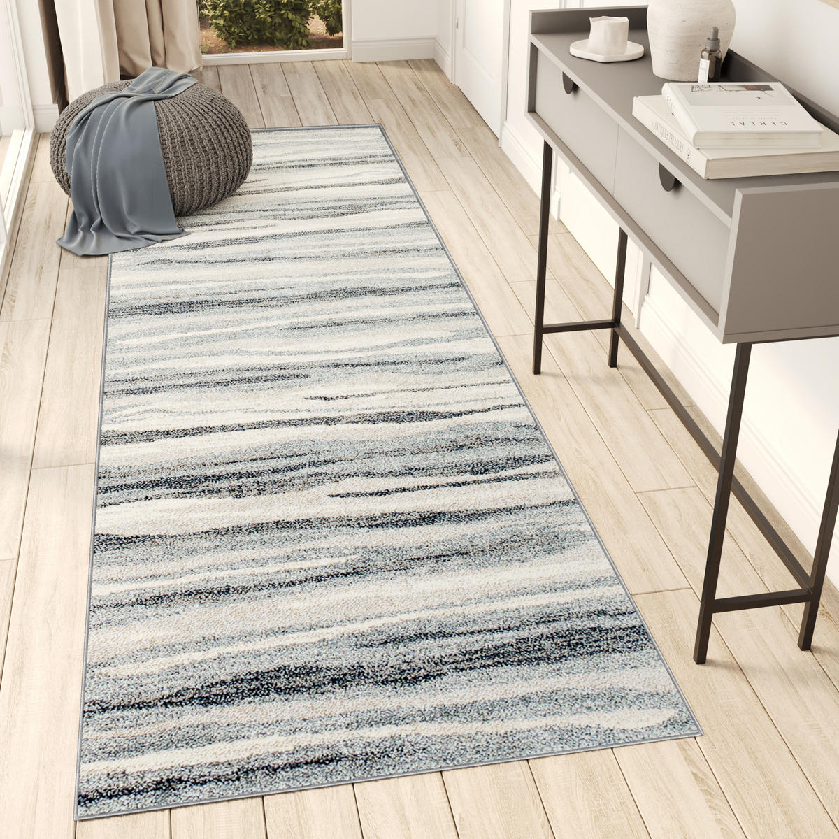 TEPPICHLÄUFER SARI grau abstrakt 70/500 cm - Grau, Textil (70/500cm) - Tapiso