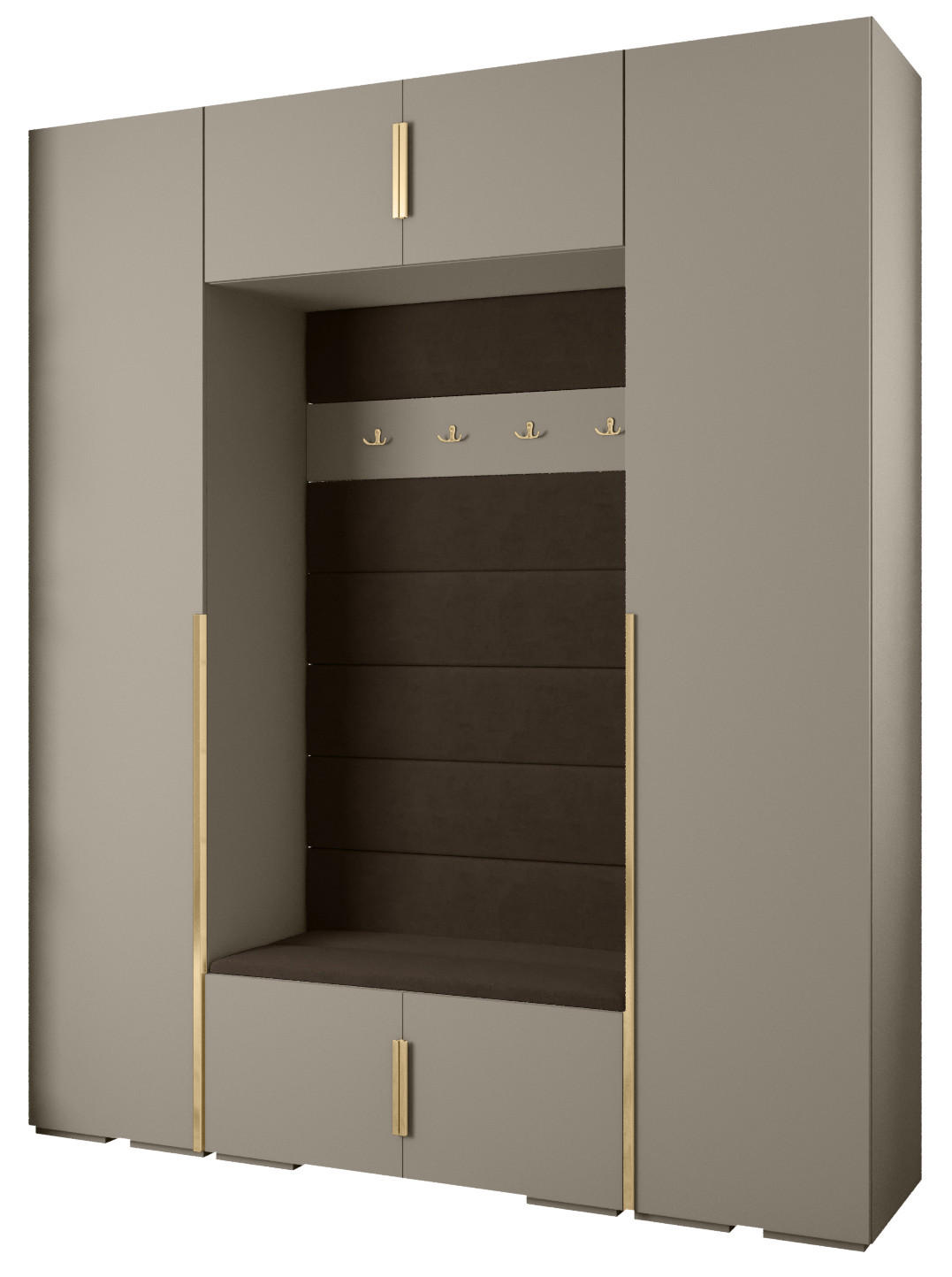 Abiks Möbel Garderoben-Set Kaschmir, Braun, Gold 200x236.7x47 cm