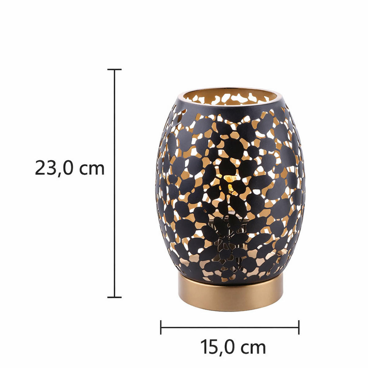 LED TISCHLEUCHTE HANNY Schwarz Gold - Schwarz, Metall (15/15/23cm)