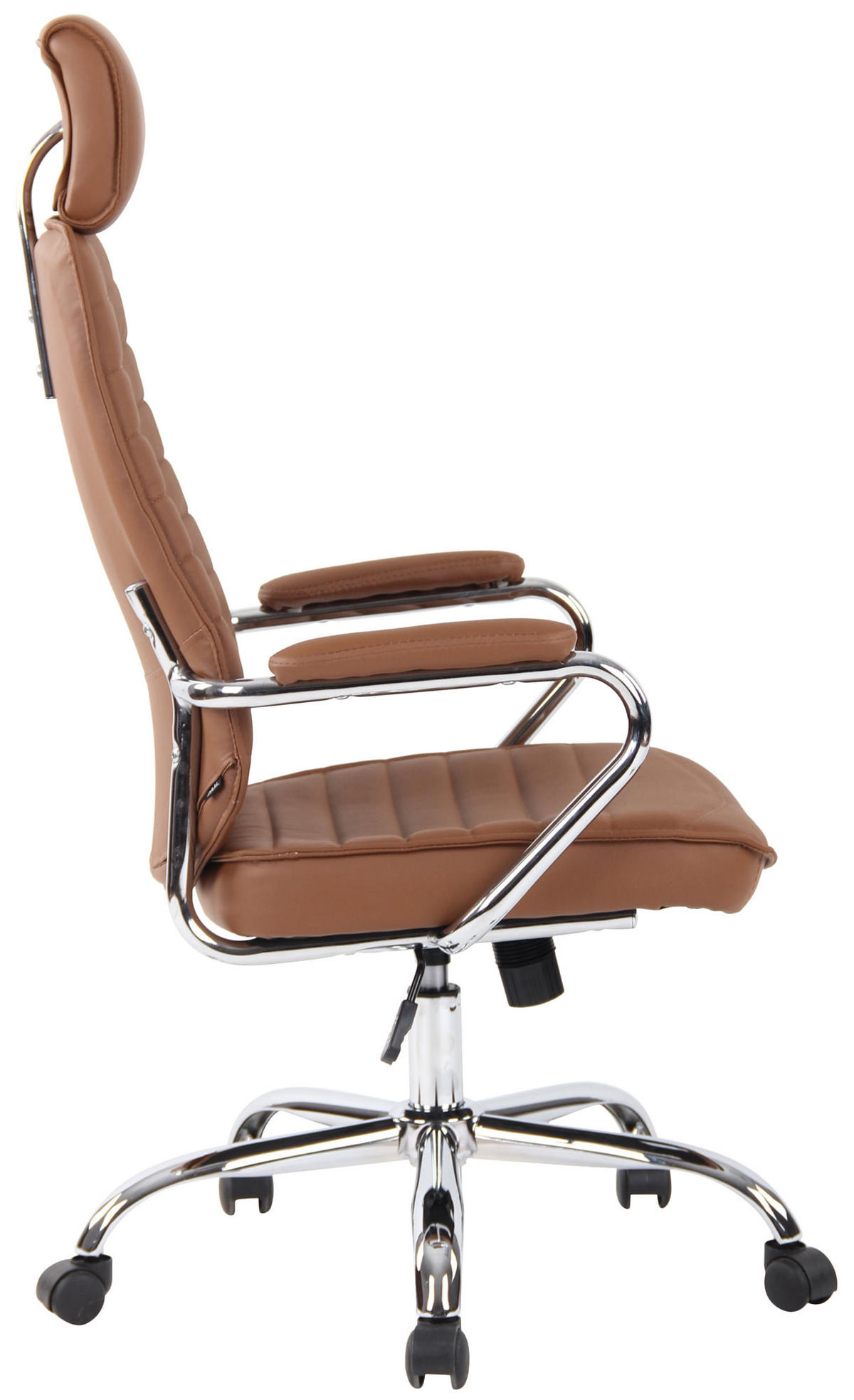 CHEFSESSEL Echtleder Hellbraun - Chromfarben/Hellbraun, Leder/Metall (59/117/57cm) - CLP