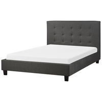 BETT mit Lattenrost 140/200 cm Dunkelgrau La Rochelle - Dunkelgrau/Schwarz, Textil (140/200cm) - Beliani