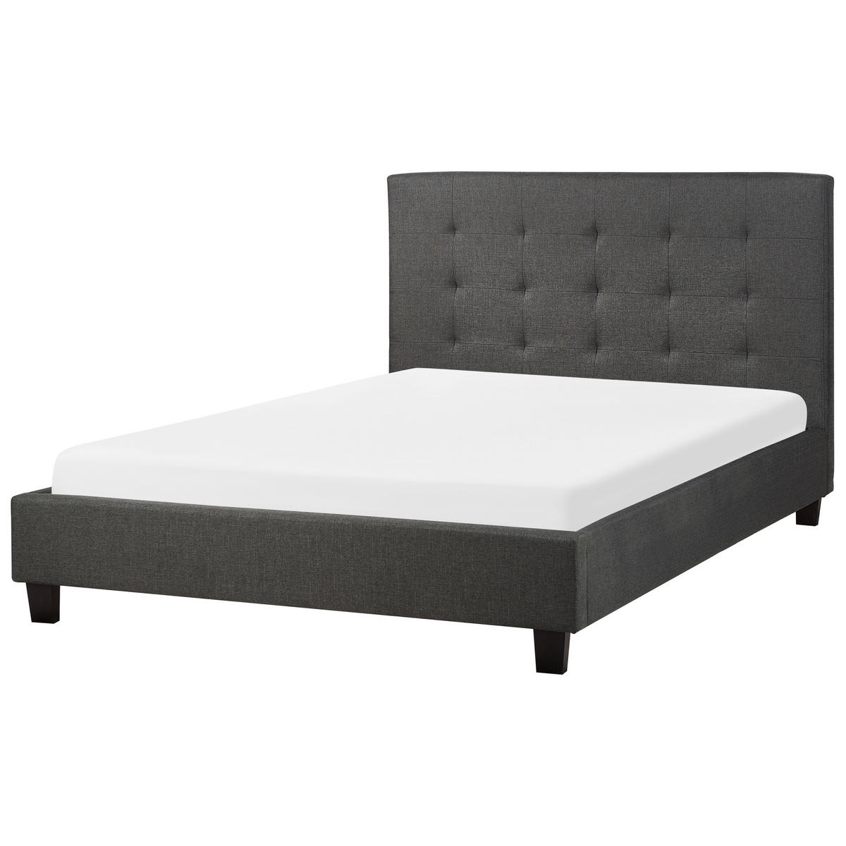 BETT mit Lattenrost 140/200 cm Dunkelgrau La Rochelle - Dunkelgrau/Schwarz, Textil (140/200cm) - Beliani