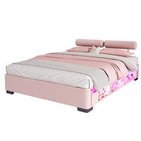 POLSTERBETT Rosa 140/200 cm mit LED und Stauraumfächern ohne Matratze - Pink, Textil (140/200cm) - MIVRAY