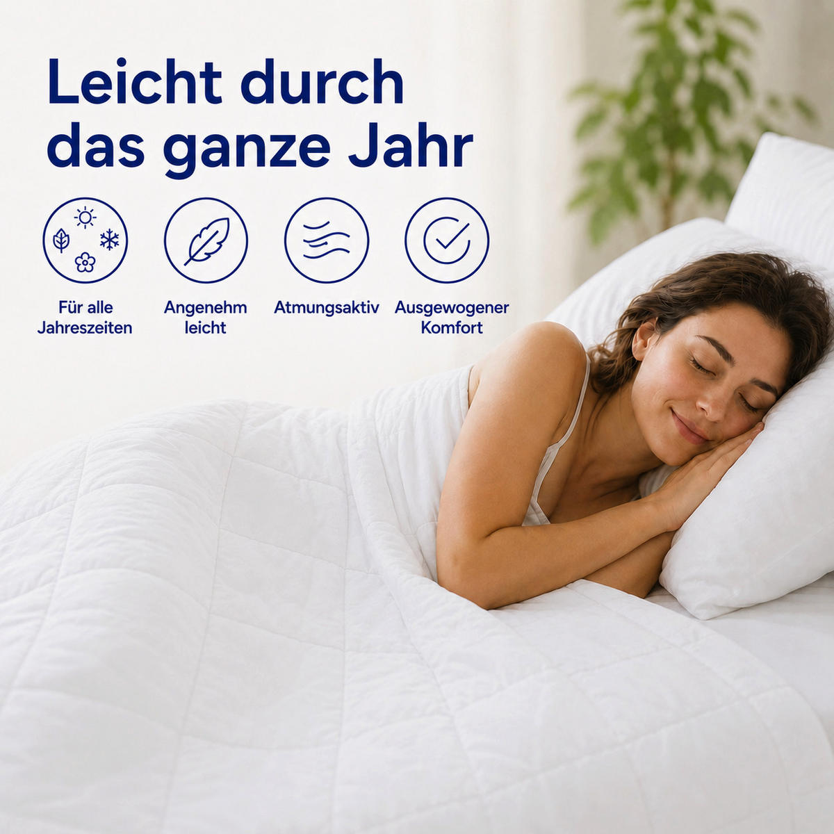 GANZJAHRESBETTDECKE 155x220 cm – atmungsaktive Mikrofaser Bettdecke mit Hohlfaserfüllung – Steppdecke für Sommer und Winter – für Allergiker geeignet - Weiß, Textil (155/220cm) - Mister Sandman