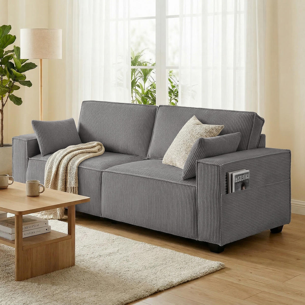 2-SITZER Sofa Hellgrau 218.0/79.0/91.0 cm - Hellgrau, Textil (79/91/218cm)