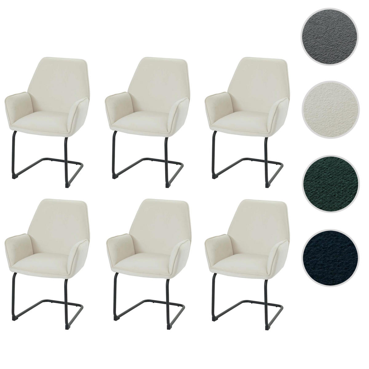 FREISCHWINGER Cremeweiß 6er-Set - Beige/Weiß, Textil (60/89/61cm) - MCW