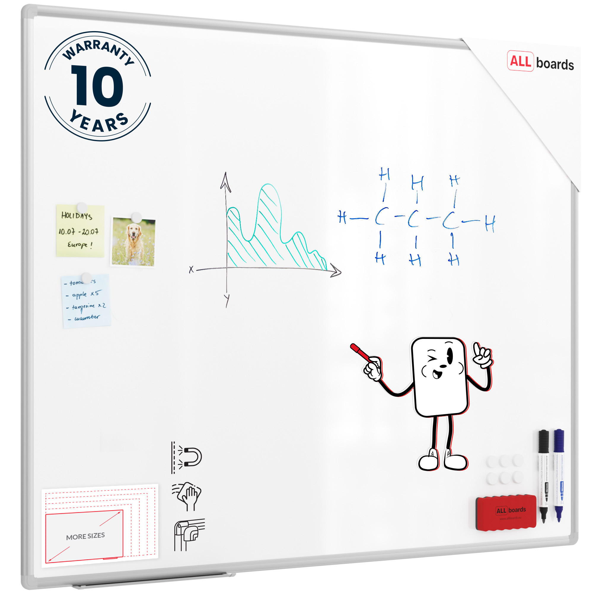 MAGNETISCHES Whiteboard - PREMIUM EXPO Alurahmen 120x100cm - Weiß, Metall (120/100/1.6cm) - ALLboards