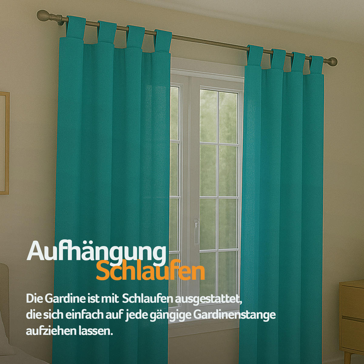 SCHLAUFENSCHAL blickdicht 140x225 cm Türkis 2er-Pack - Türkis, Textil (140/225cm)