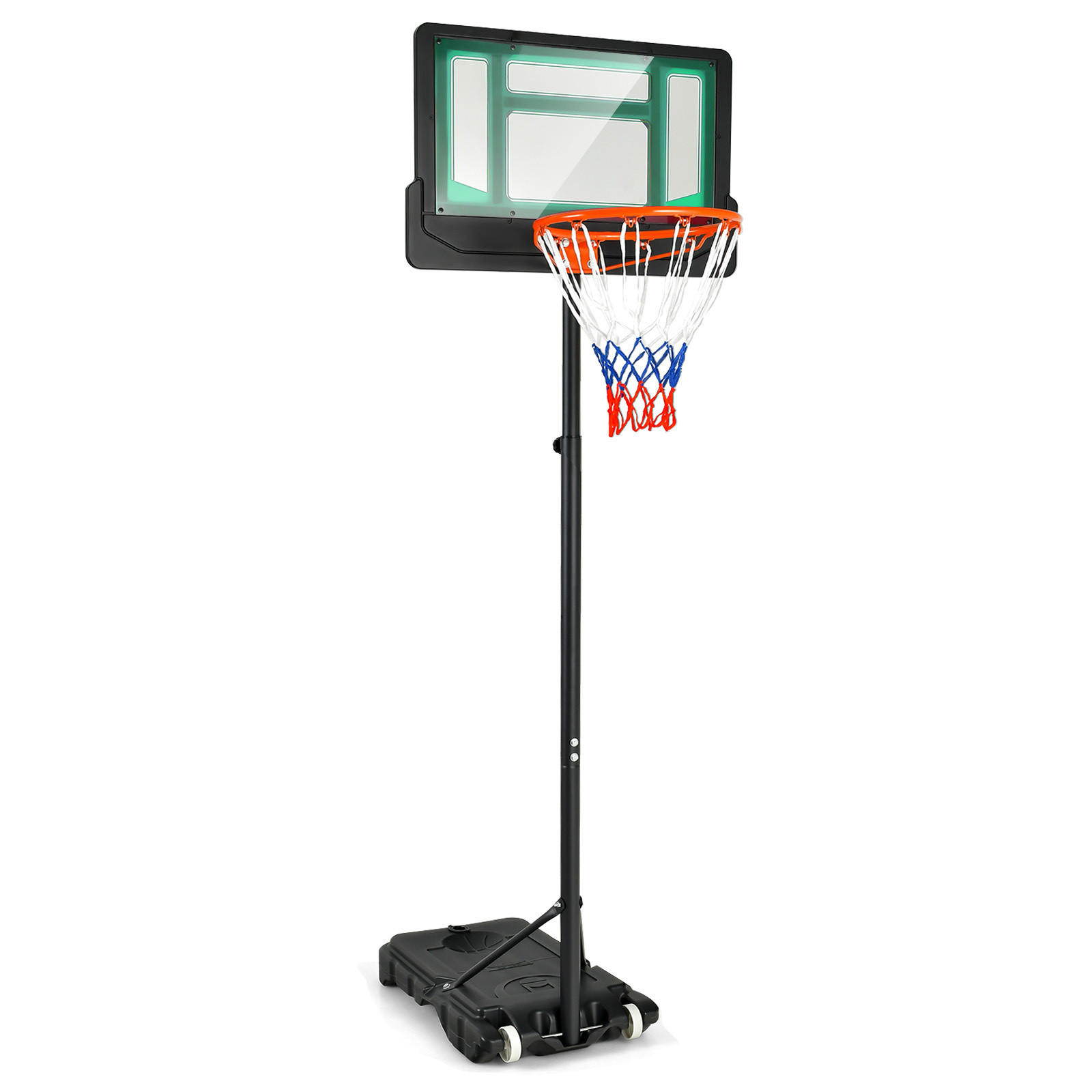 BASKETBALLKORB AUF RÄDERN Schwarz - Schwarz, Metall (45/75cm) - COSTWAY