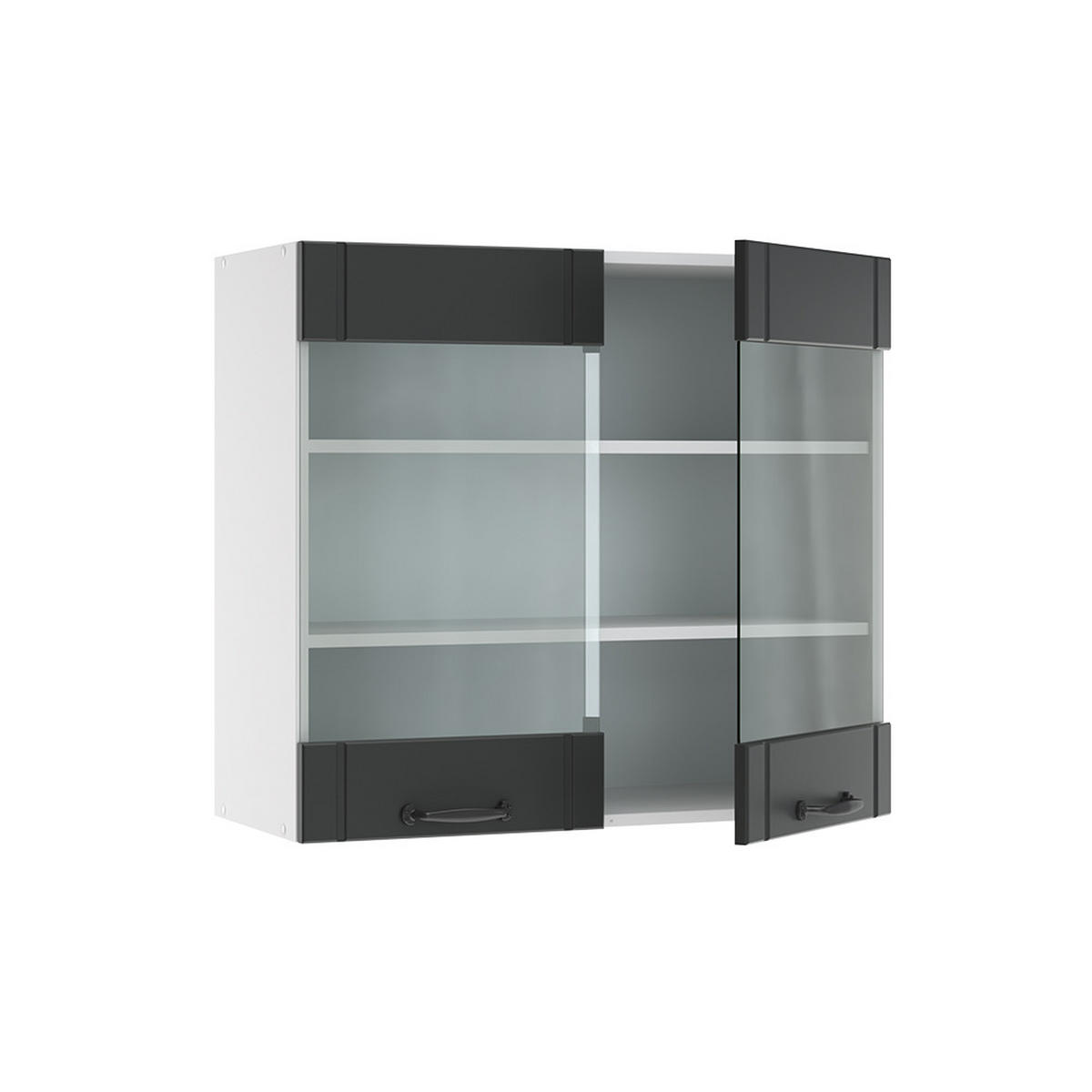 KÜCHENGLASSCHRANK Fame-Line Anthrazit Landhaus 80 cm - Anthrazit/Weiß, Holzwerkstoff (80/72/34.1cm) - Vicco