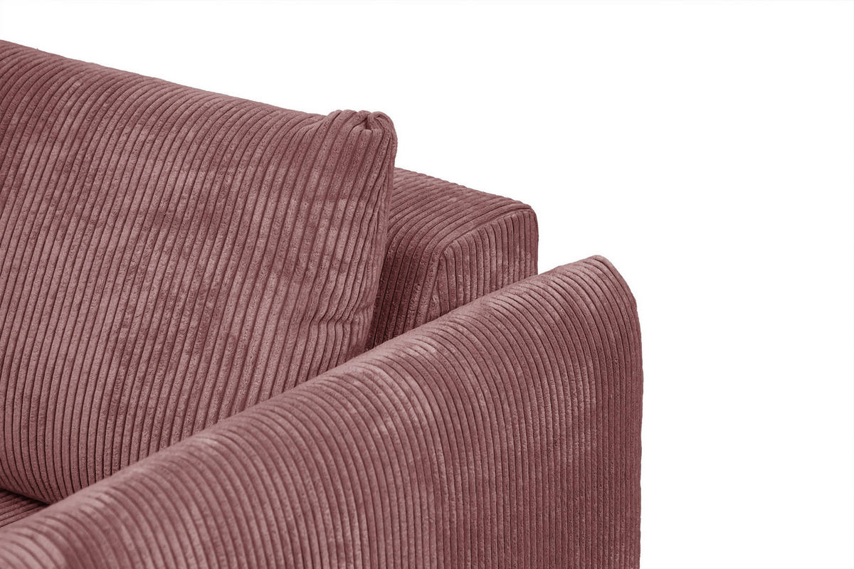 SOFA TAUER 3-Sitzer, altrosa - Schwarz/Altrosa, Holzwerkstoff/Kunststoff (112/84/206cm) - Courtois Laville