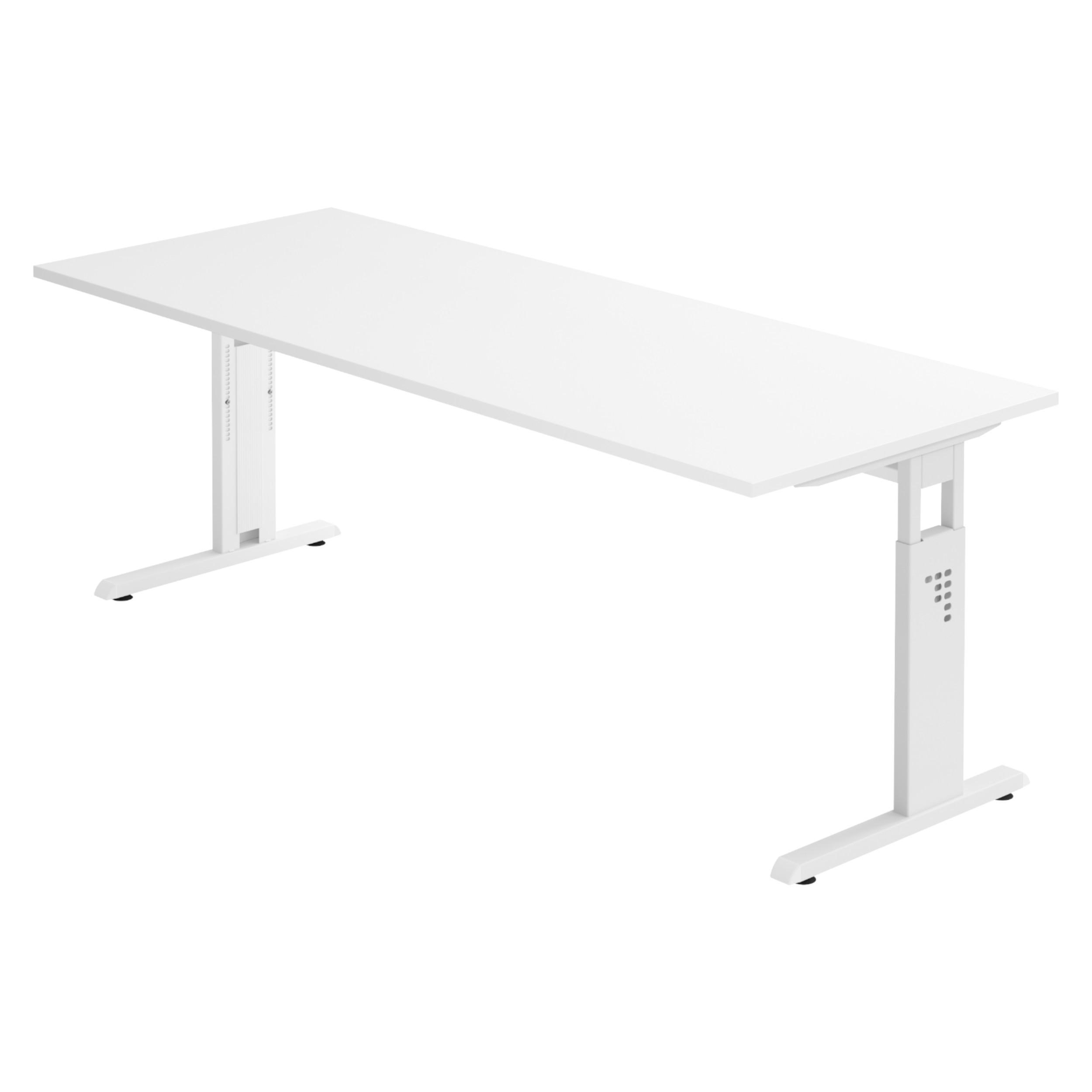 SCHREIBTISCH Serie-O 80/200/74 cm in Weiß/Weiß - Weiß, Holzwerkstoff (80/200/74cm) - bümö