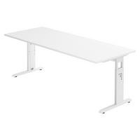 SCHREIBTISCH Serie-O 80/200/74 cm in Weiß/Weiß - Weiß, Holzwerkstoff (80/200/74cm) - bümö