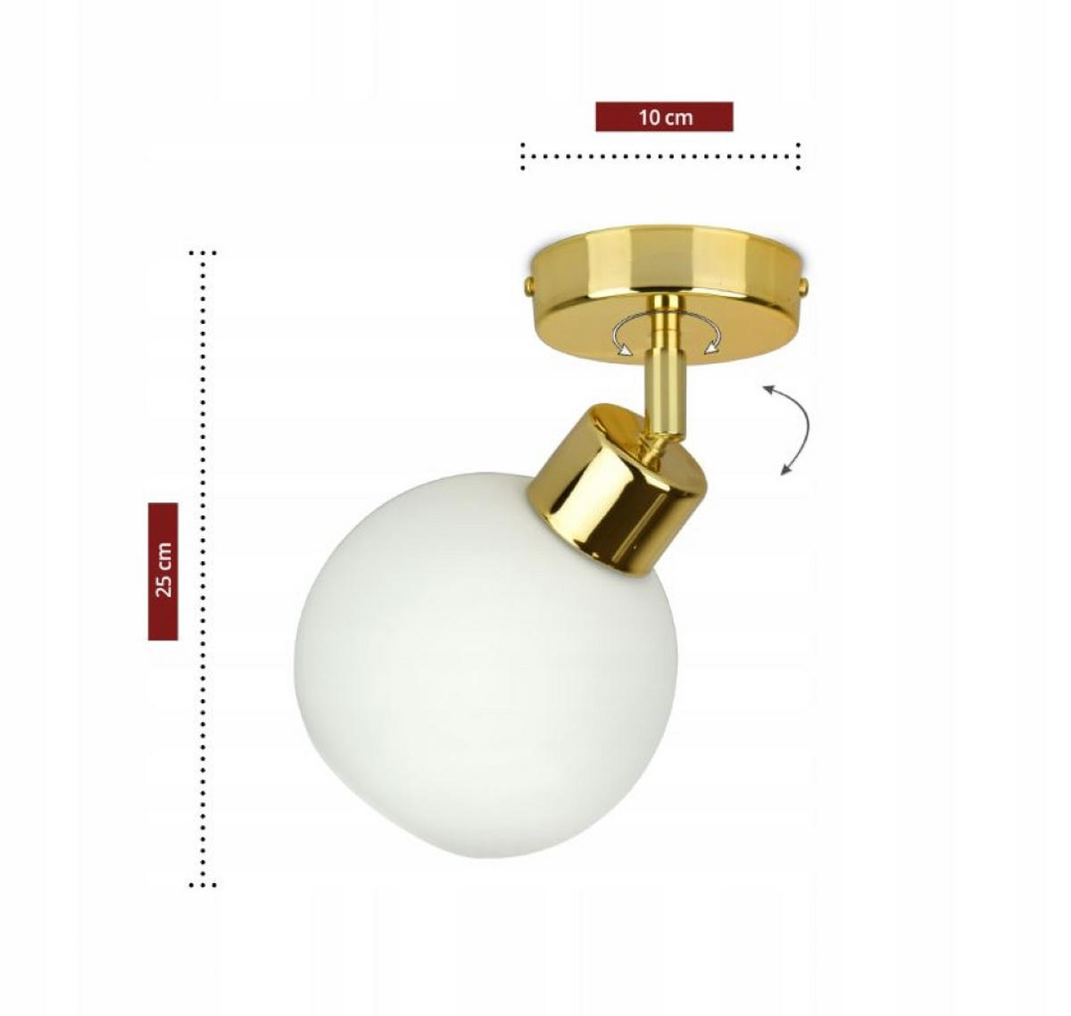 PENDELLEUCHTE GOLDGLAS - Goldfarben/Weiß, Glas/Metall (14/14/25cm) - kiki design