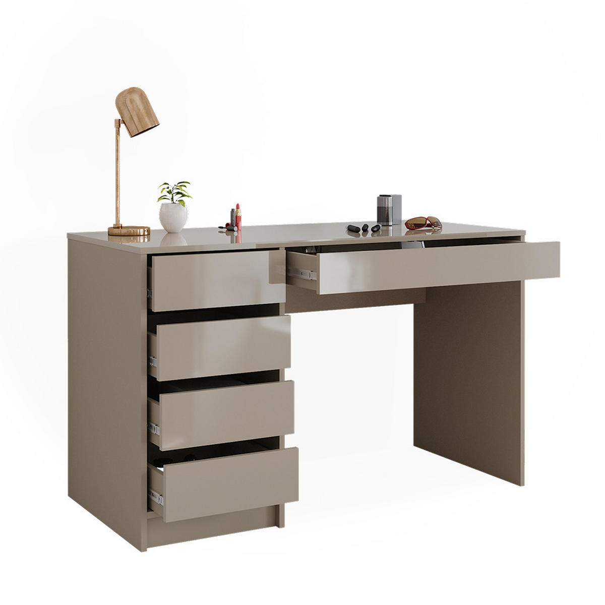 SCHREIBTISCH Sherry Greige Hochglanz 55 cm - Greige, Holzwerkstoff (120/55/75cm) - Vicco