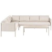 GARTEN Ecksofa mit Tisch 5-Sitzer Metall Hellbeige rechtsseitig Tonara - Beige, Metall - Beliani