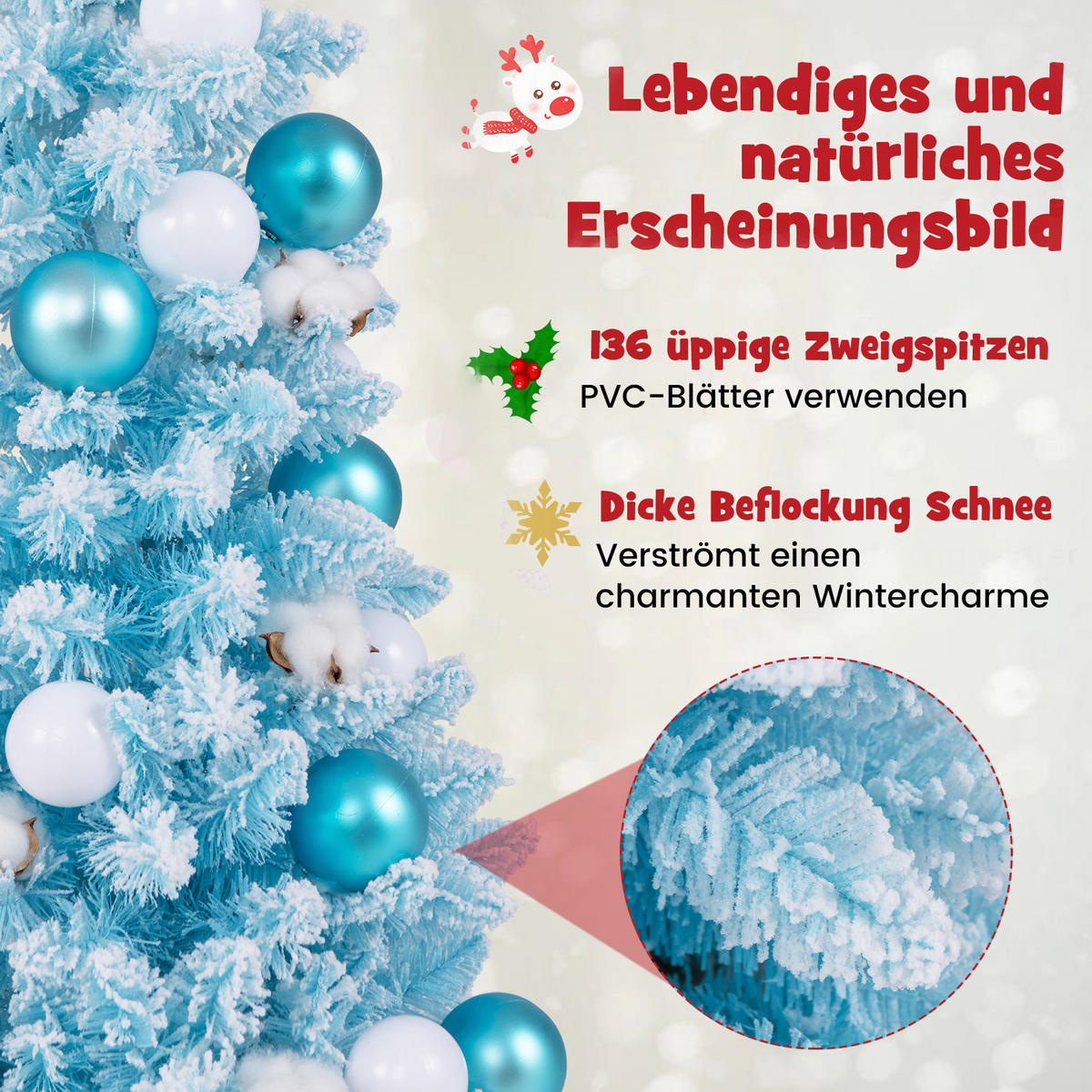 WEIHNACHTSBAUM Mini Blau - Blau, Kunststoff (90cm) - COSTWAY