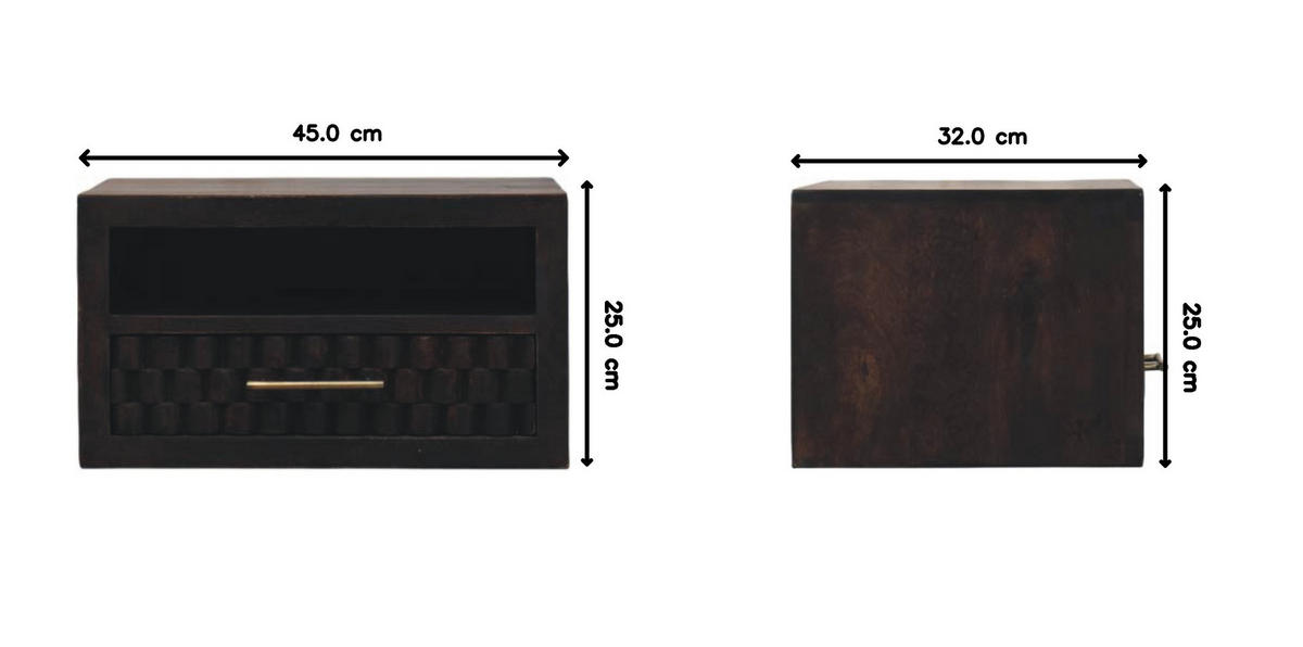 NACHTTISCH Rich-Velvet-Mocha-Finish, 1 Schublade, 1 offenes Fach, Dunkelbraun - Dunkelbraun, Holz (32/25/45cm) - Artisan Furniture