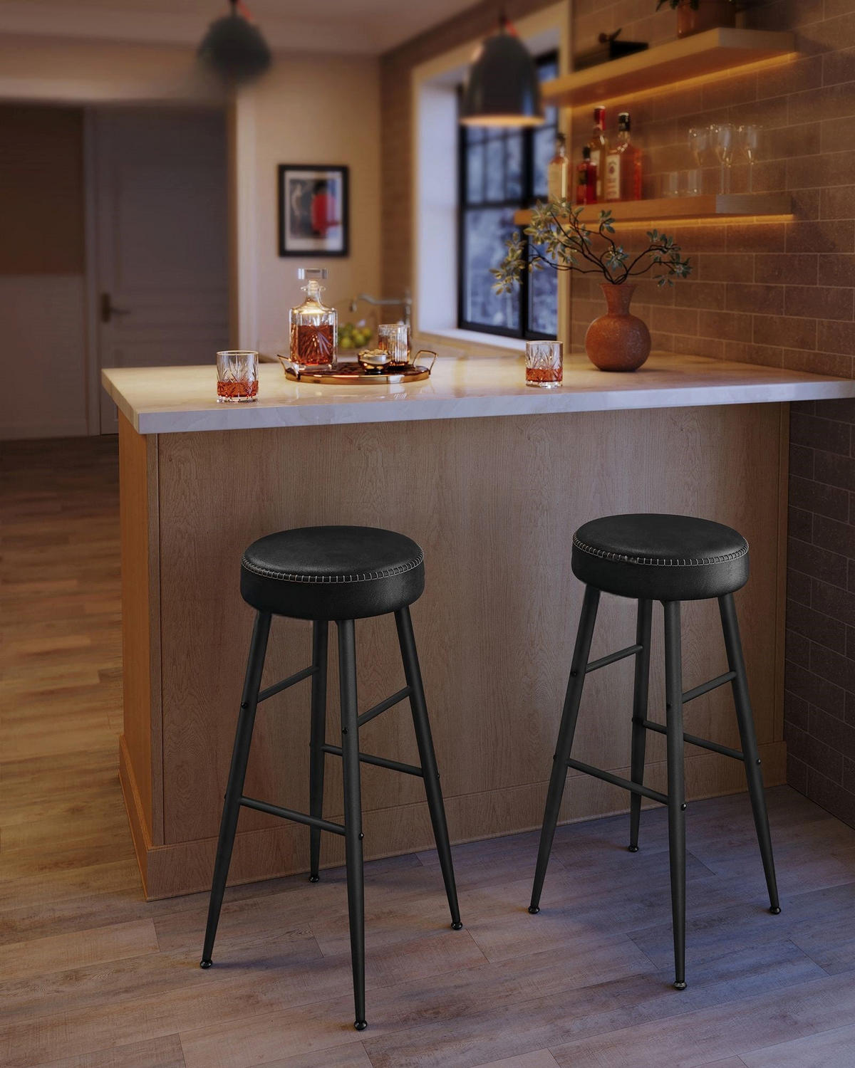 BARHOCKER MASERU 2ER-SET - Schwarz, Metall (51.6/76.2/51.6cm) - Hansiro