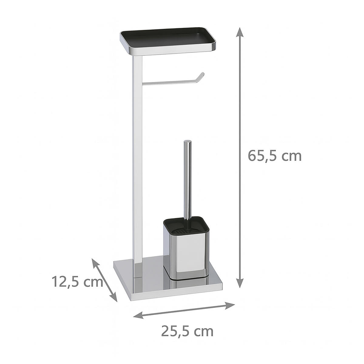 WC súprava - strieborná, kov/plast (25.5/65.5/12.5cm) - Relaxdays