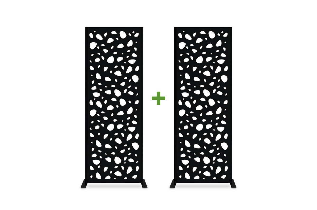 SICHTSCHUTZPANEELE dekorativ 2er-Set Sunny schwarz H.160cm Vollmuster - Schwarz, Metall (60/160cm) - Casanoov