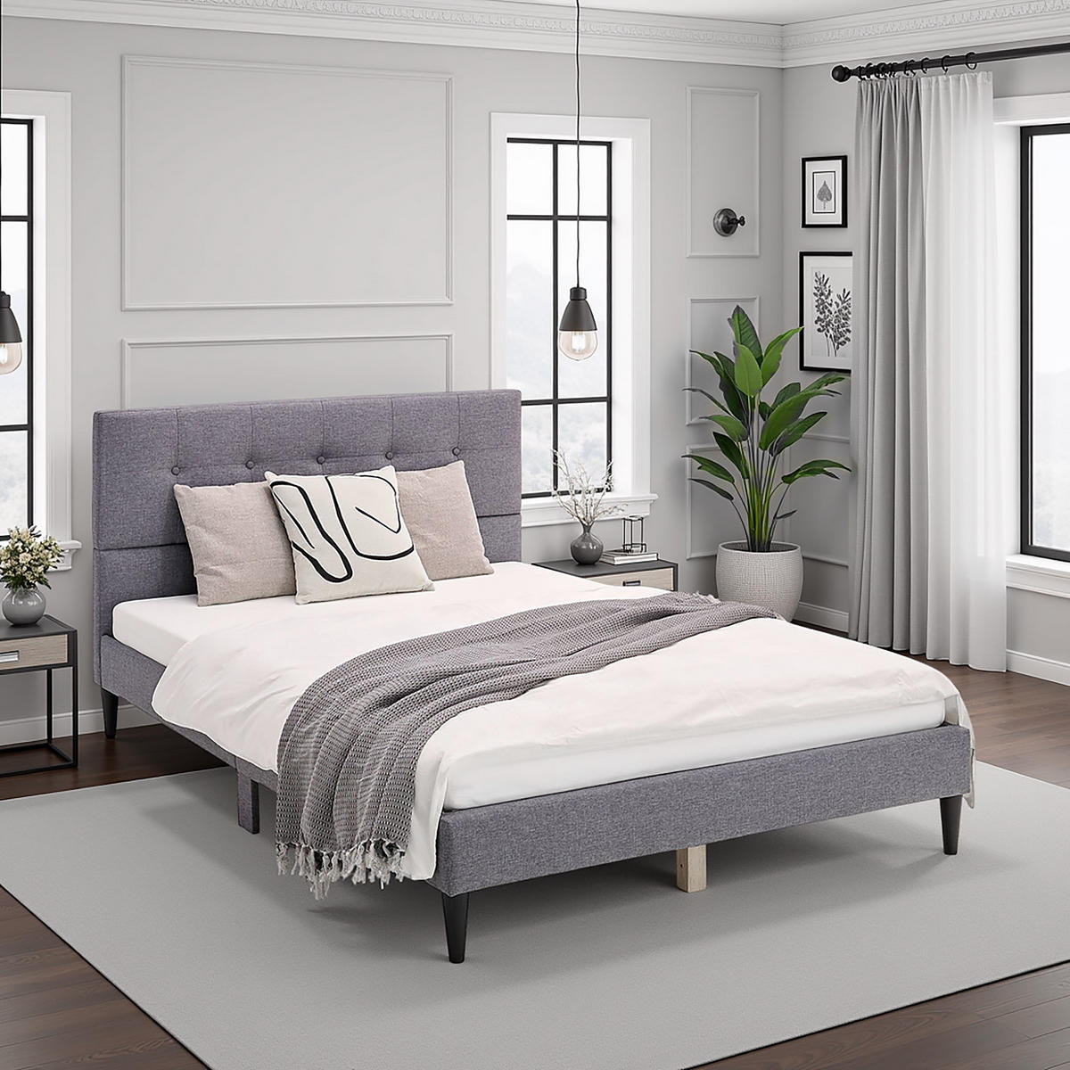 POLSTERBETT mit Lattenrost 120/200 cm in Grau - Grau, Textil (120/200cm) - Homestyle4u