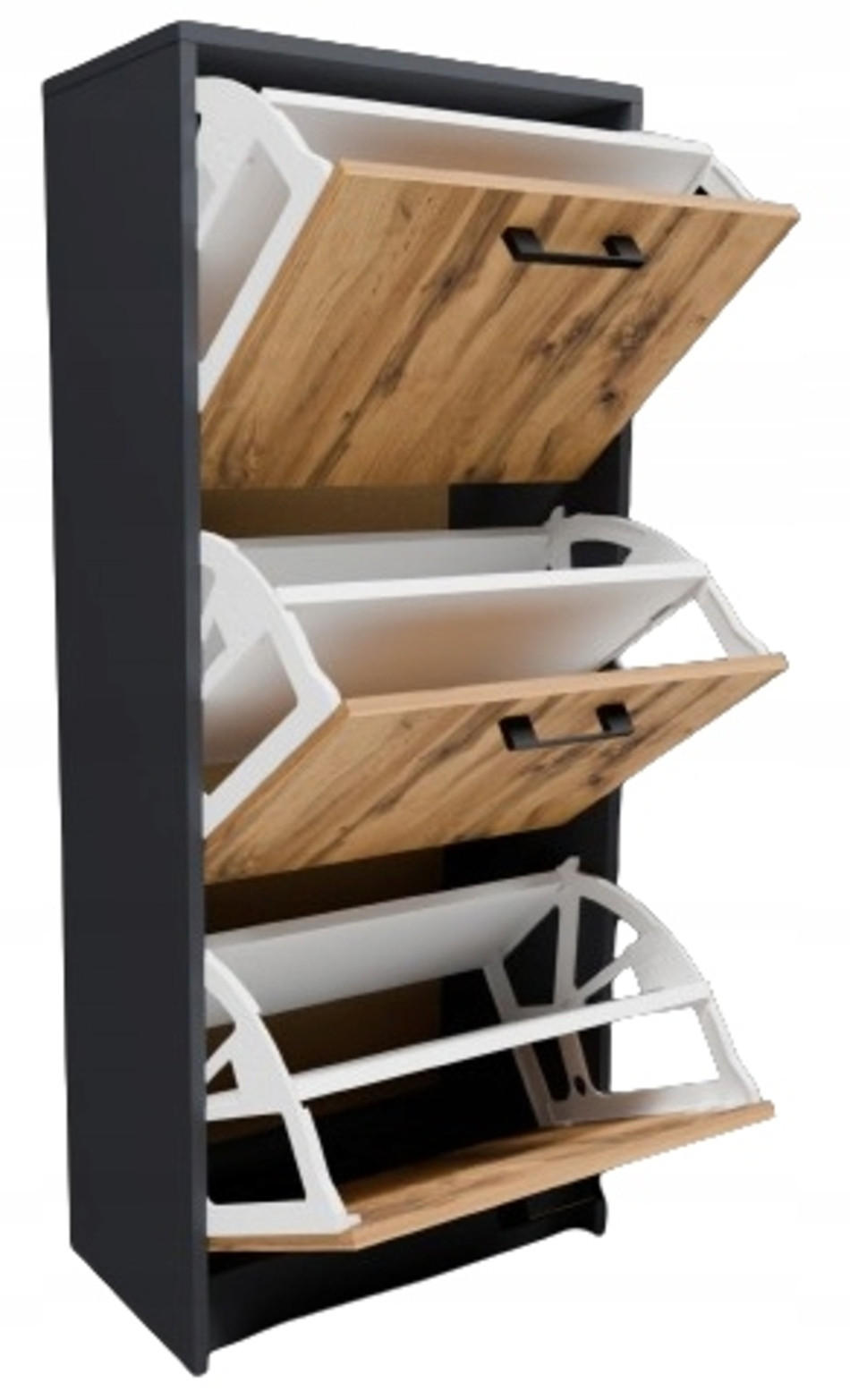 SCHUHSCHRANK 3S Anthrazit-Wotan Eiche 50/28/116 cm - Anthrazit/Eiche Wotan, Holzwerkstoff (50/116/28cm) - Matkam Möbel