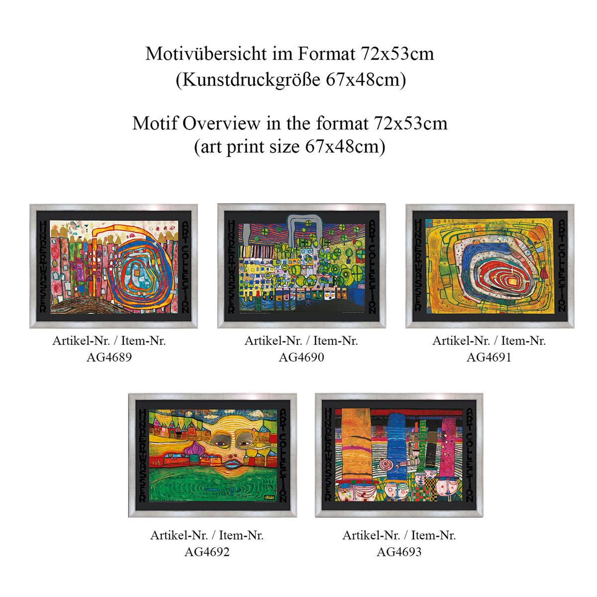 BILD gerahmt 72x53 cm Friedensreich Hundertwasser „Irinaland über dem Balkan“ - Gelb, Holz (72/53cm) - artissimo