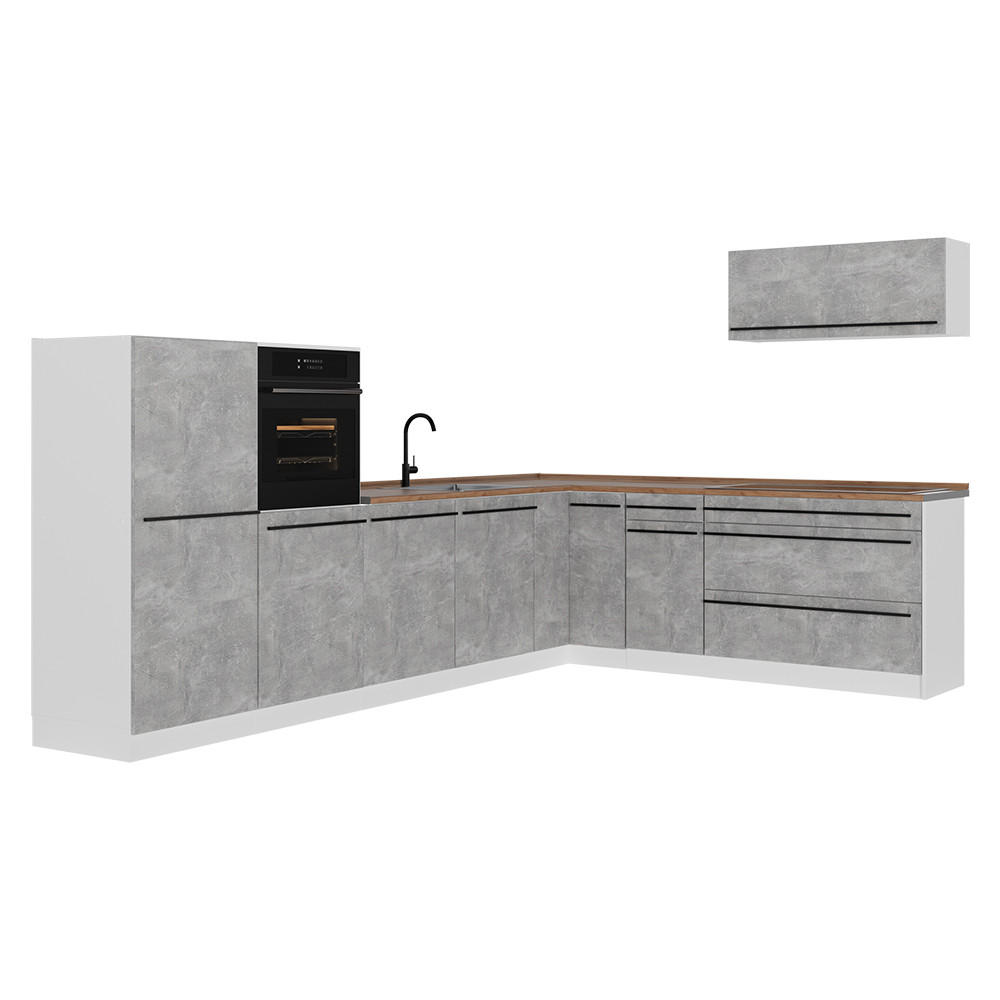 Vicco Eckküche Grau, Weiß 327x143x60 cm
