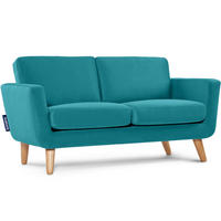 SOFA TAGIO mit Armlehnen, Türkisblau - Türkis/Braun, Buchenholz/Textil (153/80/84cm) - KONSIMO®