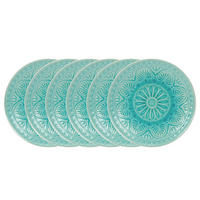 TELLER 6er-Set Sumatra 14 cm - Türkis, Keramik (14/14/1cm) - Butlers