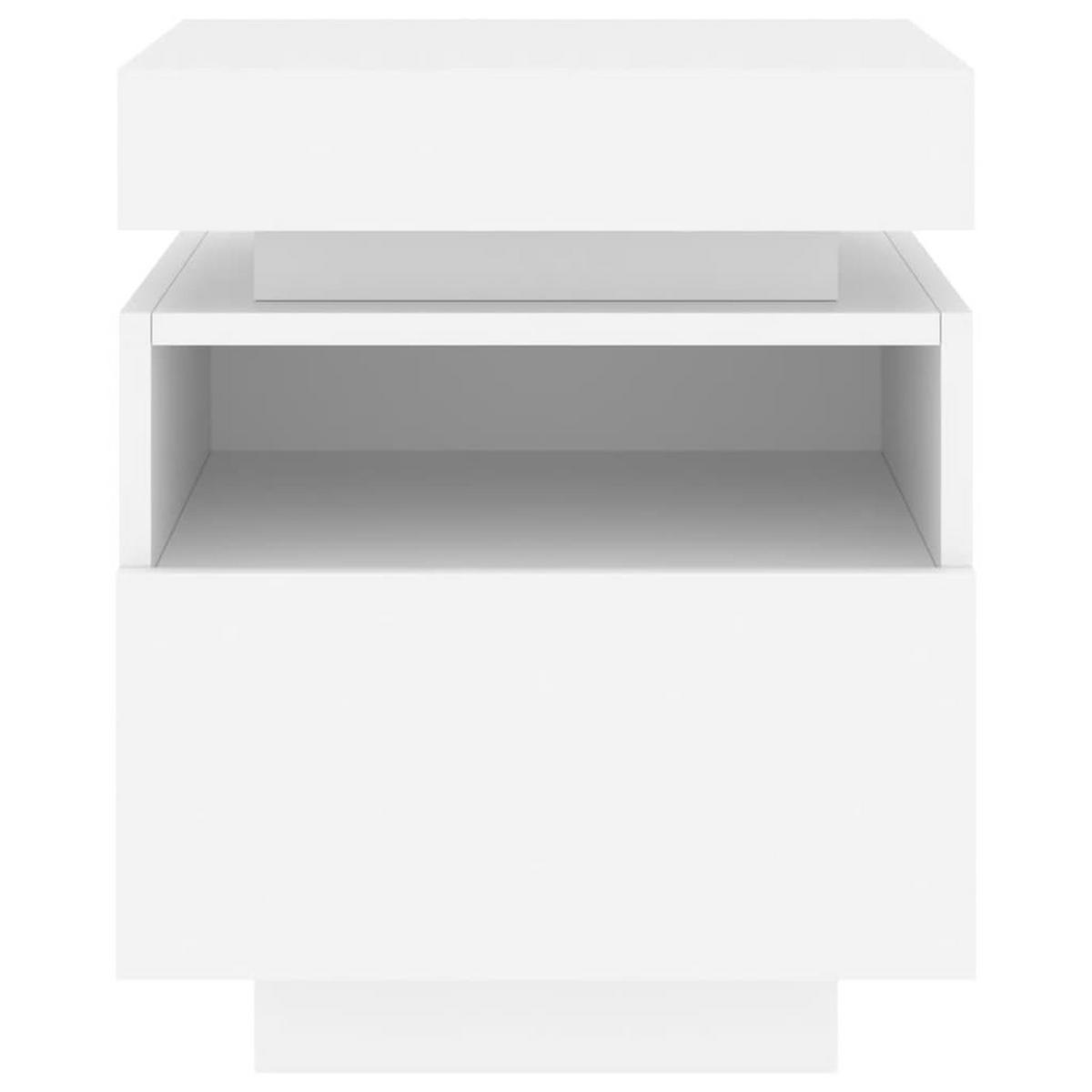 NACHTTISCH 2 Stk. mit Led-Leuchten 40/39/48,5 cm in Weiß - Weiß, Holz (40/48.5/39cm) - vidaXL