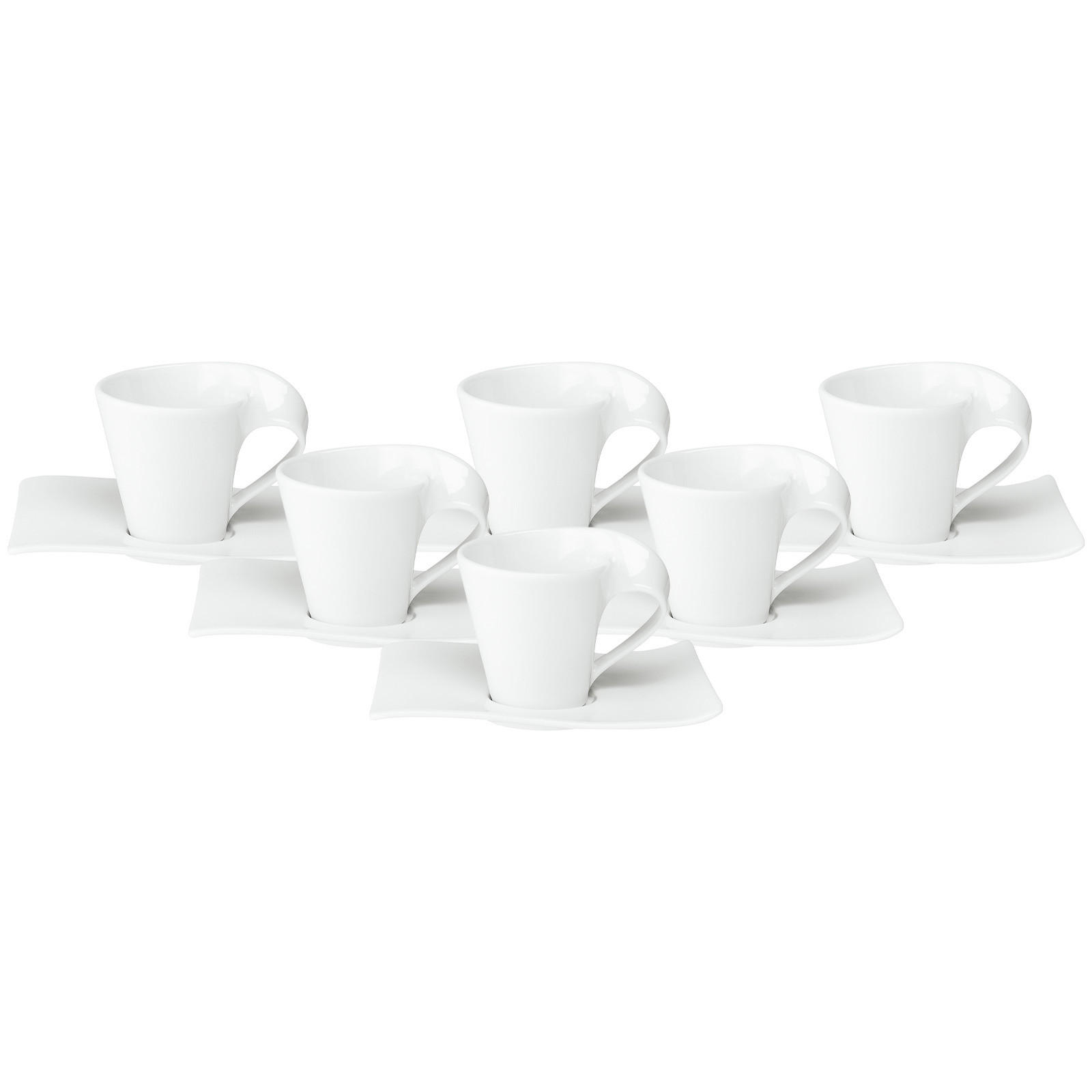 ESPRESSOTASSEN MIT UNTERTASSEN NewWave weiß 80 ml 6er Set - Weiß, Keramik (11.5/8.8/14cm) - Villeroy & Boch