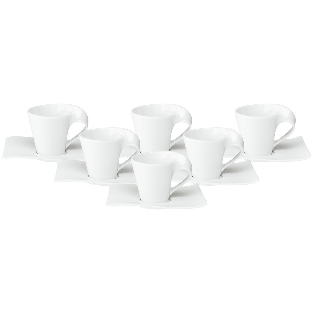ESPRESSOTASSEN MIT UNTERTASSEN NewWave weiß 80 ml 6er Set - Weiß, Keramik (11.5/8.8/14cm) - Villeroy & Boch