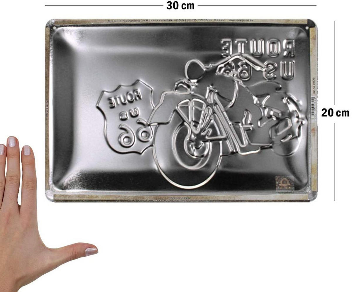 BLECHSCHILD 20/30 cm US Highways Route 66 Bike Map - Multicolor, Metall (30/20/0.2cm) - Nostalgic-Art