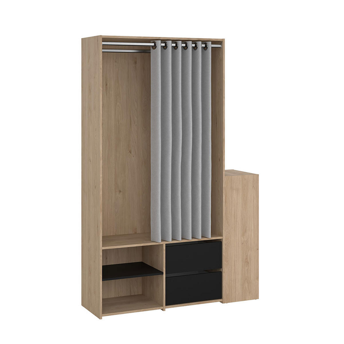 KLEIDERSCHRANK Kimmy Walnussfarben 128/41/198 cm - Walnussfarben/Schwarz, Holzwerkstoff (128/198/41cm) - ebuy24