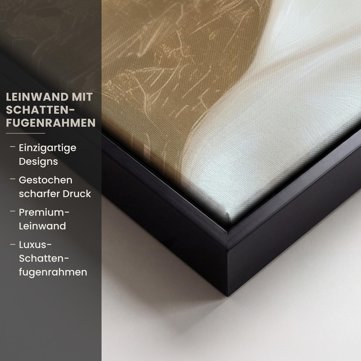 LEINWAND Bilder mit Rahmen - Gesicht - Blumen - Gold - Abstrakt - 40x60 - Goldfarben, Textil (40/60cm) - MuchoWow