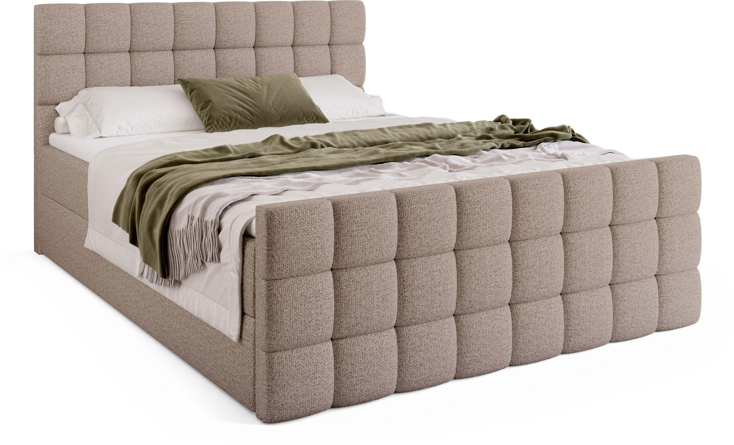 BOXBETT Dakota Duo mit Topper 180/200 Beige - Beige, Holz/Textil (180/200cm) - Bromarkt