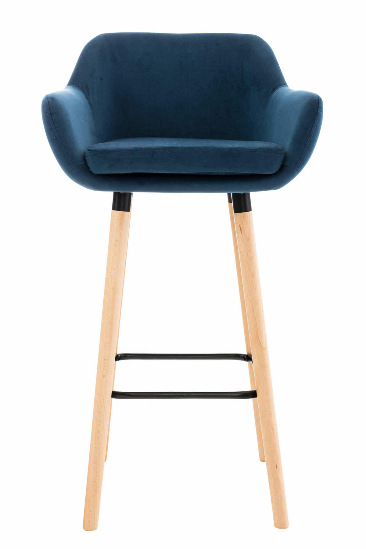 BARHOCKER Grande, 2er Set, Gestell Holz, Samt Blau - Blau/Braun, Holz/Textil (55/99/46cm) - TPFLiving