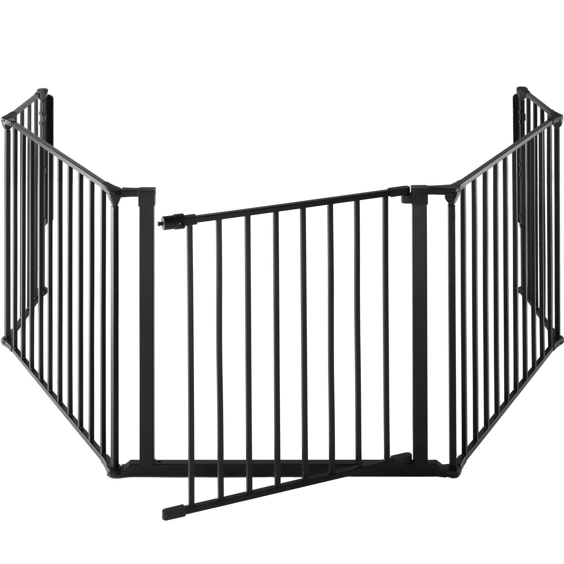KAMINSCHUTZGITTER Agni,inklusive Wandhalterung,schwarz - Schwarz, Metall (3/71.5/289.3cm) - tectake