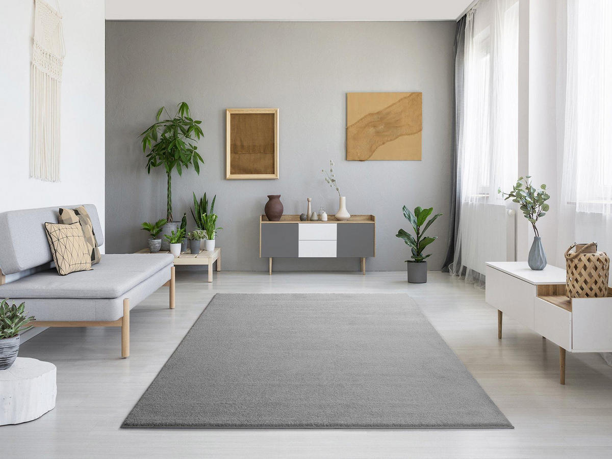 WEBTEPPICH Silber Montana 120/170 cm - Silberfarben, Naturmaterialien/Textil (120/170cm) - Atticgo