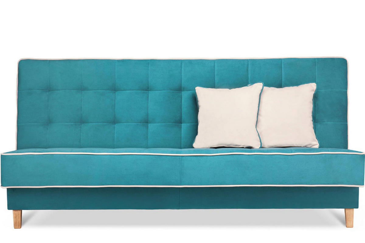 3-SITZER-SCHLAFSOFA DOZER Velours, türkis/ecru - Türkis/Ecru, Textil (197/94/93cm) - KONSIMO®