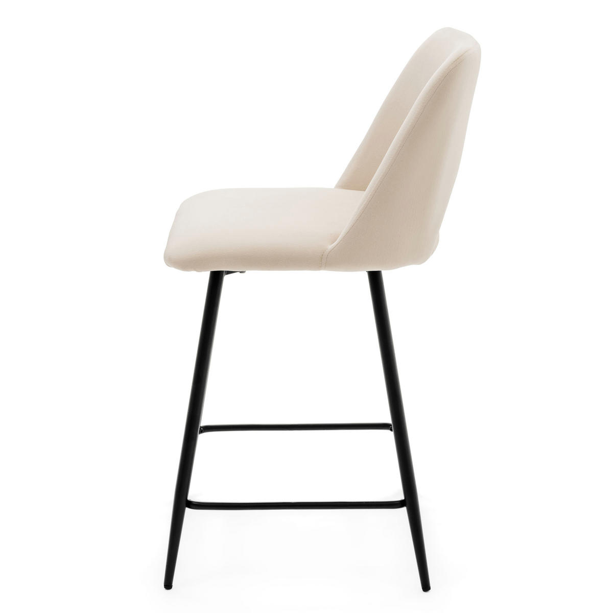 BARHOCKER ORO gepolsterter mit Steppung - beige - Samt Velour - Beige/Schwarz, Textil/Metall (48/94/55cm) - NEW HOME