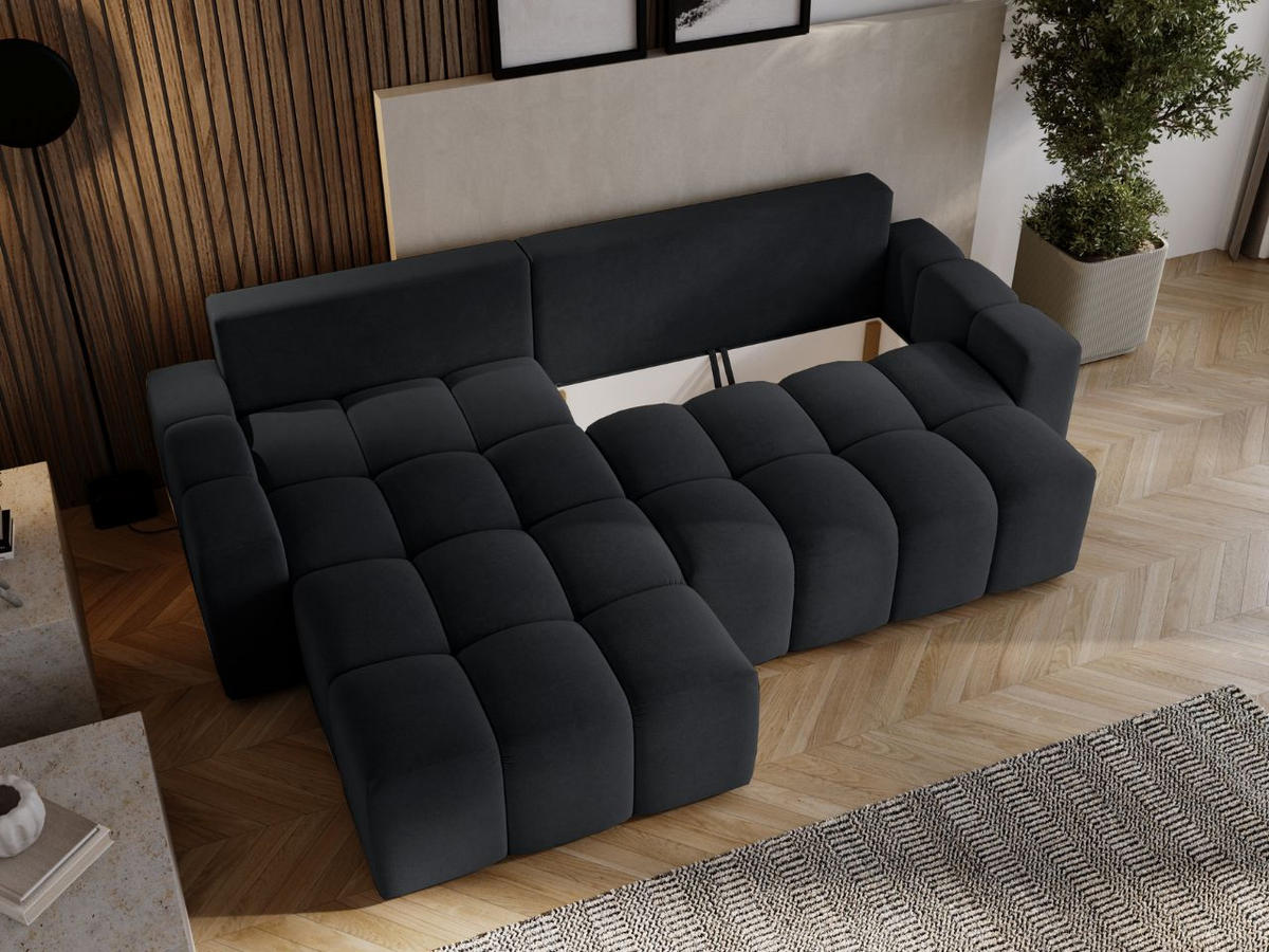 ECKSOFA Bresso Schwarz - Schwarz, Holz/Textil (255/168cm) - Graingold