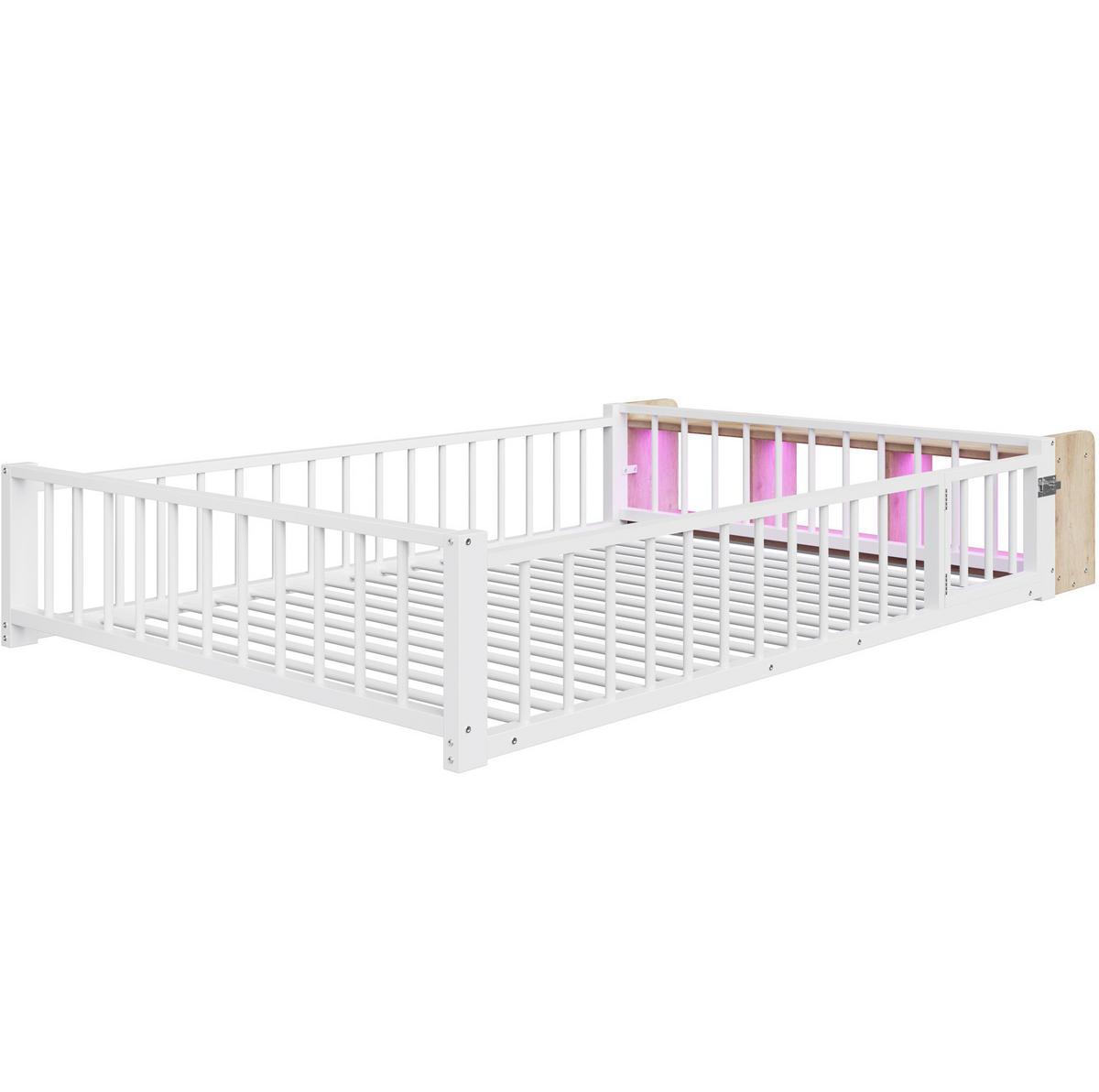 KINDERBETT 140/200 cm Weiß aus Metall und MDF mit Schutzgeländer - Weiß, Metall (140/200cm) - OKMYHOME