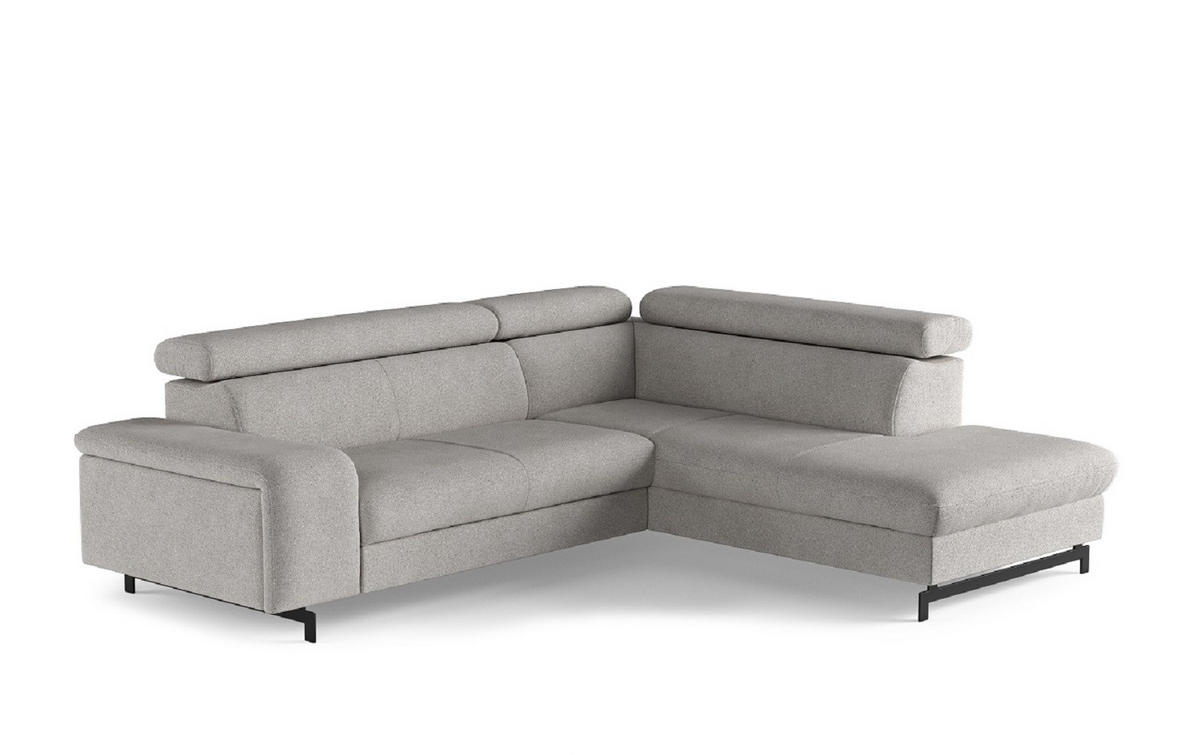 ECKSOFA mit Schlaffunktion und Bettkasten - Hellgrau/Schwarz, Kunststoff/Textil (215/262cm) - Cotta