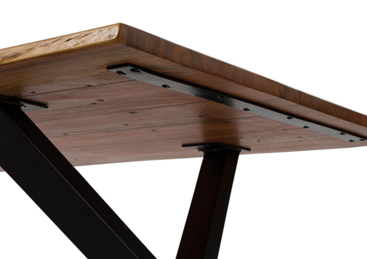 BAUMTISCH Akazie 220x100x75 natur lackiert / ausgestellte X-Beine anthrazit matt FREEFORM 3 - Naturfarben, Holz (220/100/75cm) - Massivmoebel24