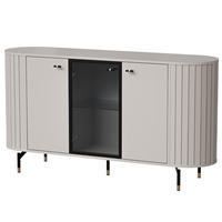 KOMMODE Zalia mit 3 Türen, Glastür und Stauraum, 150 cm, im Retro-Stil, Kaschmir - Kaschmir, Holzwerkstoff (150/81/40cm) - Beautysofa